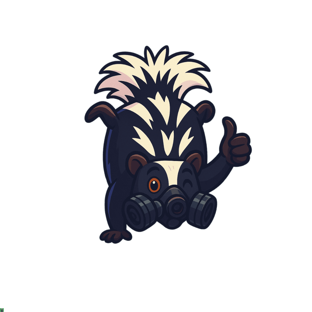 Skunk wif gasmask giving thumbs up
